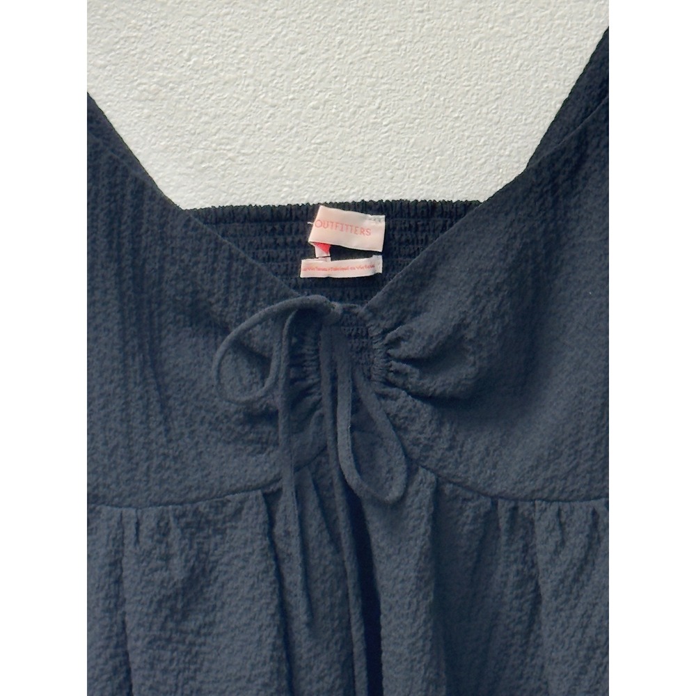 Urban Outfitters Peplum Top Womens S Black Flutter Sleeve Tie Front - Picture 9 of 10